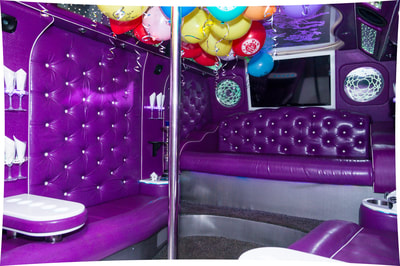 Sacramento party bus with purple interior.